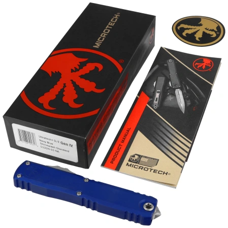 Microtech Ultratech Gen IV D/E OTF Knife Navy Blue Aluminum, Stonewashed M390MK by Tony Marfione (11224-10NA)