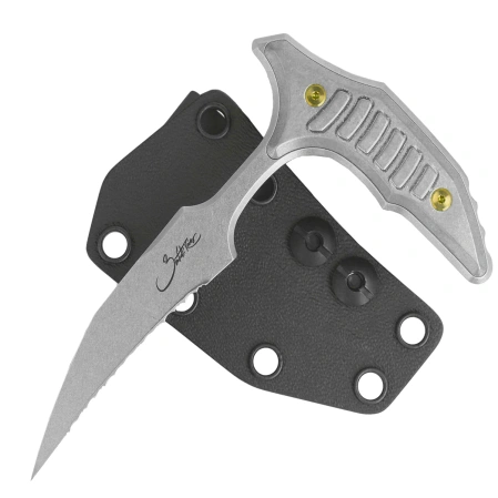 Microtech Bee Marfione Select Knife Stonewashed Titanium, Bronze Titanium HW, Stonewashed F/S 440C by Bastinelli (218-12APMS2)