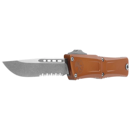 Microtech Combat Troodon Gen III S/E OTF Knife Tan Aluminum, Apocalyptic P/S M390MK by Tony Marfione (1143-11APTA)