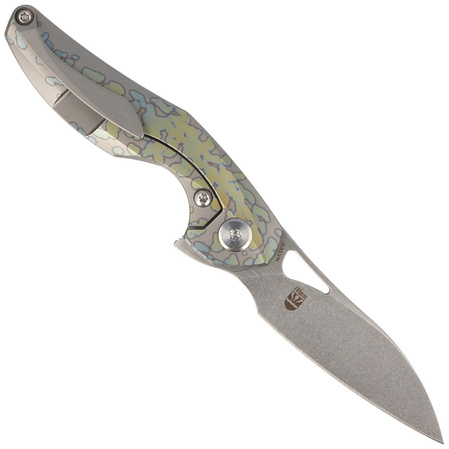Nóż na szyję Bestech The Reticulan Grey/Colorful Titanium, Stonewashed/Satin CPM S35VN by Elijah Isham (BT1810E)