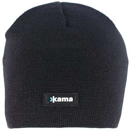 Kama Knitted 100% Merino Wool / Polycolon Band Beanie, Black (A02-110)