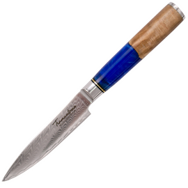 Tramuntana Decor Habitat Utility Kitchen Knife Stabilized Wood/Epoxy, VG10 Damascus (TK-CD05)