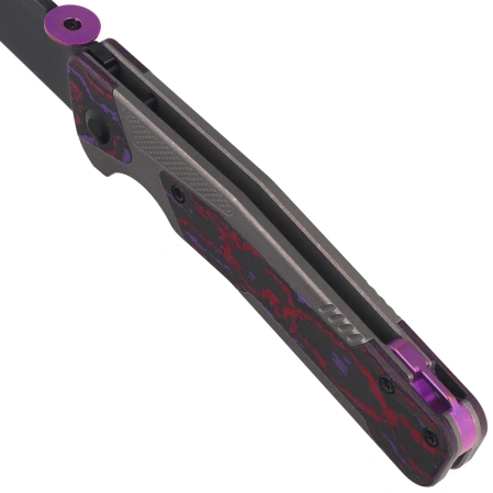 Kizer Sable Chief Knife Dark Gray Titanium / Purple Haze Fat Carbon, Polished DLC Ultra K390 by Jonathan Styles (Ki3745A2)