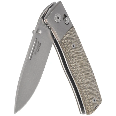 Nóż składany LionSteel NiNi Titanium Bolsters / Green Canvas Micarta, Satin M390 by Gianni Pauletta (NN2 CVG)