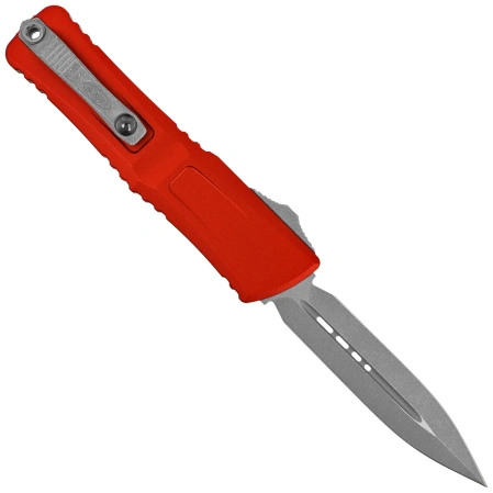 Microtech Combat Troodon Gen III D/E OTF Knife Red Aluminum, Apocalyptic M390MK by Tony Marfione (1142-10APRD)