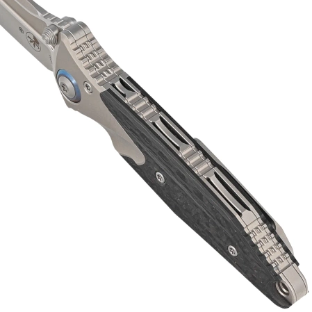 Microtech Socom Bravo Mini S/E Knife Titanium / Carbon Fiber, Blue HW, Bead Blasted M390 by Tony Marfione knife (260M-7CFTI)