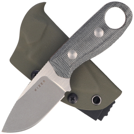 Kizer Beaver Knife Black Micarta / Orange G10, Stonewashed / Blasted Nitro-V (1078A2)