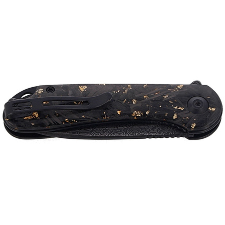 Nóż składany CIVIVI Elementum Flipper Shredded Carbon Fiber / Golden Shred, Black Damascus (C907C-DS1)