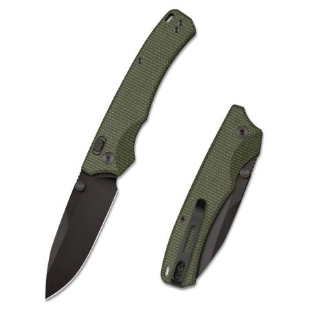 Nóż składany Remette WD107MGB Military Green Micarta, Black Titanium 14C28N