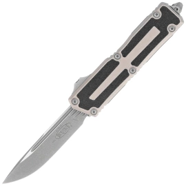 Microtech Scarab II Gen III S/E OTF Knife Natural Clear Aluminum, Apocalyptic M390MK by Tony Marfione (1278-10APNC)