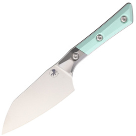 Microtech Santoku 4.2'' Kitchen Knife Titanium Bolster/Caribbean Blue G10, Stonewashed M390MK (3300B-10CA)