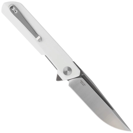 Bestechman Knife Dundee White G10, Grey Titanized / Satin D2 by Ostap Hel (BMK01G)