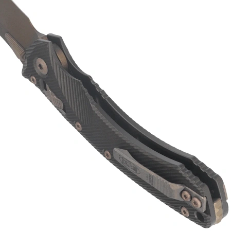 Microtech Amphibian Knife Ram-Lok S/E Dark Burnt Bronze Fluted Aluminium, Bronze Apocalyptic M390MK by Tony Marfione (137RL-1FLDB-X19Z23)