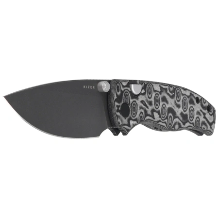 Kizer Glaux Knife Black Vortex Micarta, Gray Stonewashed PVD 14C28N (V3801A2)