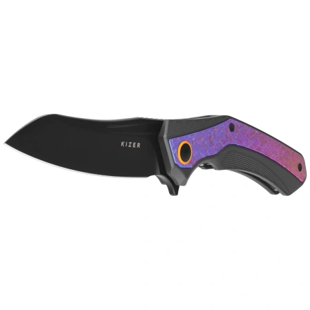 Kizer Draca Knife Crystallized Titanium / Black Aliminium, Black PVD S45VN by Mikey Carlson (Ki4751A2)