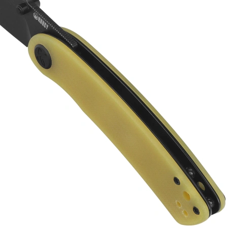 Kubey Momentum Knife Translucent Yellow G10, Blackwashed D2 by Sherif Manganas (KU344O)