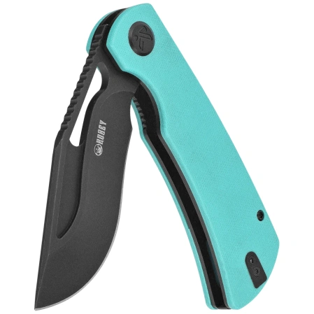 Kubey Gurkha Knife Light Blue G10, Blackwashed 14C28N by Johan Jordaan (KU397F)