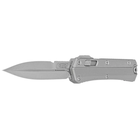 Nóż automatyczny OTF Microtech Glykon Bayonet Natural Clear Aluminium/Apocalyptic Titanium, Apocalyptic M390 by Tony and Sean Marfione (184-10APNC)