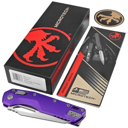 Microtech MSI S/E Knife Purple Slab Side Aluminum, Stonewashed M390MK by Tony Marfione (210-10PU)