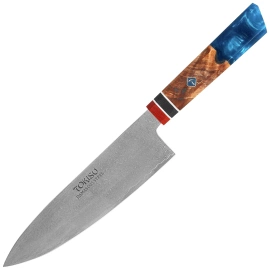 Tokisu Gyuto Kitchen Knife Stabilized Wood/Epoxy, Damascus (17455)