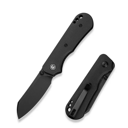 Civivi Crabby Knife Black Canvas Micarta, Black Stonewashed 14C28N by Ken Onion Jr. (C24055-3)