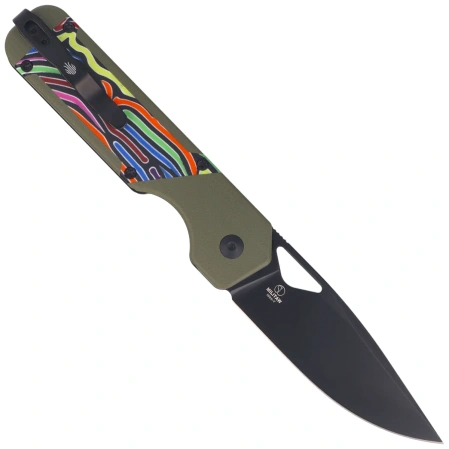 Kizer Militaw Knife Olive Green-Party Steamers G10, Black Nitro-V by Jonathan Styles (V3634A3)