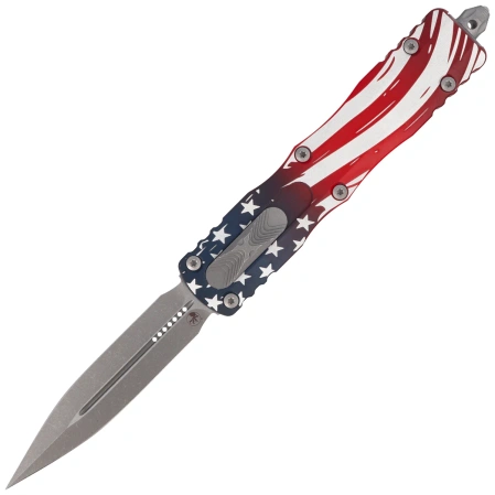 Nóż automatyczny OTF Microtech Dirac Delta D/E Signature 250th Anniversary 4th of July Aluminium, Apocalyptic M390MK by Tony Marfione (227-10APS-4J250)