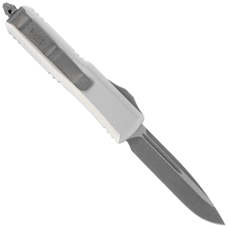 Microtech UTX-85 S/E OTF Knife Natural Clear Aluminum, Apocalyptic M390 (231-10APCR)