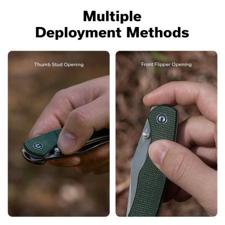 Nóż składany Civivi Clingman Green Canvas Micarta, Satin Nitro-V by Taylor Martin Best Damn EDC (C23065-4)