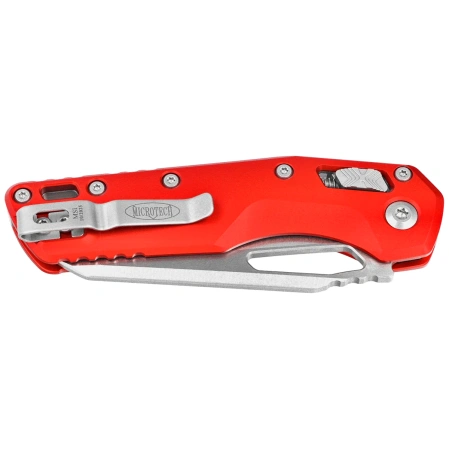 Microtech MSI S/E Knife Red Slab Side Aluminum, Stonewashed M390MK by Tony Marfione (210-10RD)