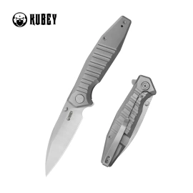 Kubey Whammy Knife Grey Titanium, Satin 14C28N by Keanu Alfaro (KU474A)
