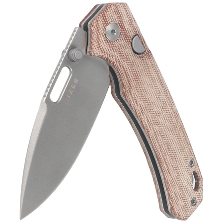Nóż składany Kizer Outposter Brown Norplex UltreX Micarta, Satin Nitro-V (V3802BDA1)