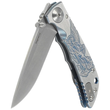 Nóż składany Spartan Blades Harsey Folder 3.25 Special Edition Saint Michael Gray Titanium, Gray HW, Stonewashed MagnaCut by William W. Harsey Jr.