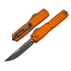 Microtech UTX-70 Gen IV S/E OTF Knife Orange Aluminum, Apocalyptic M390MK by Tony Marfione (11484-10APOR)
