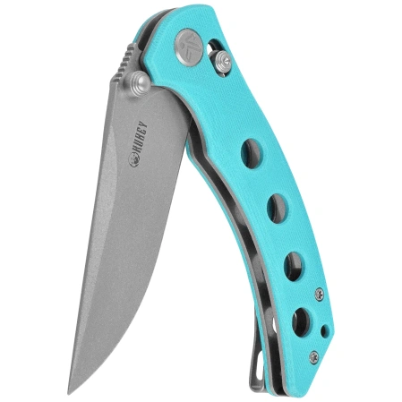 Kubey Hound Knife Light Blue G10, Stonewashed 14C28N by Maksim Tkachuk (KU172C)