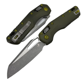 Microtech MSI S/E Knife Fluted Distressed Grenade Green Aluminum, Apocalyptic M390MK by Tony Marfione (210-10FLDGG-U25)