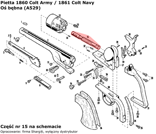 Pietta 1851 Navy, 1860 Army, 1861 Navy Base Pin Finished (A529)