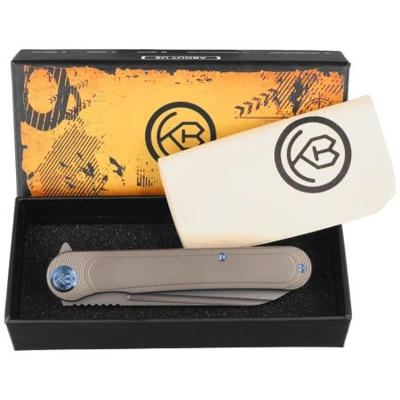 Nóż składany KB Kubey Dandy Grey Titanium, Sandblasted CPM S90V by Maksym Tkachuk (KB247J)