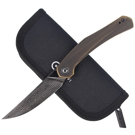 CIVIVI Knife Lazar Black Brass, Black Damascus by Elijah Isham (C20013-DS2)