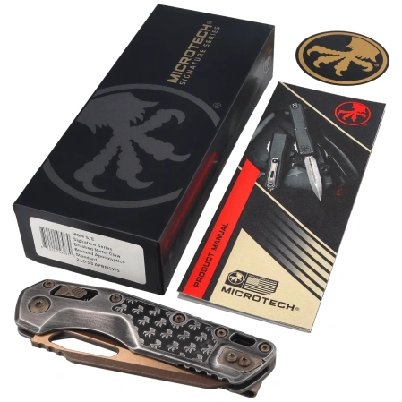 Microtech MSI S/E Signature Knife Brushed Metal Claw Aluminium, Bronze Apocalyptic M390MK by Tony Marfione (210-13APBMCWS)