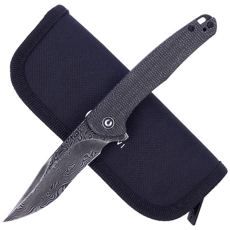 CIVIVI Mini Sandbar Black Micarta, Black Damascus by Eric Ochs (C20011-DS1)