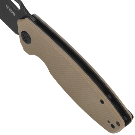 Kubey Tityus Knife Tan G10, Blackwashed 14C28N (KU322U)