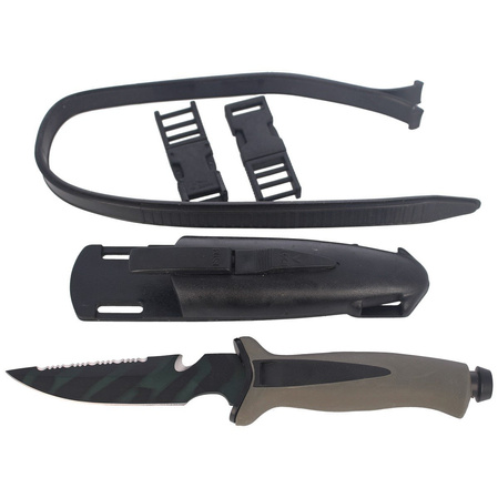 MAC Aquatys Diving Knife Green-Black PP-TPE, PTFE Green Camu W 1.4060