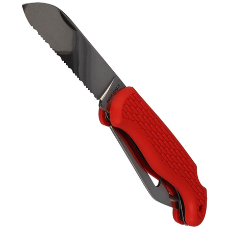 Nóż żeglarski MAC Boat 2 Red PP-TPE, Satin W 1.4034
