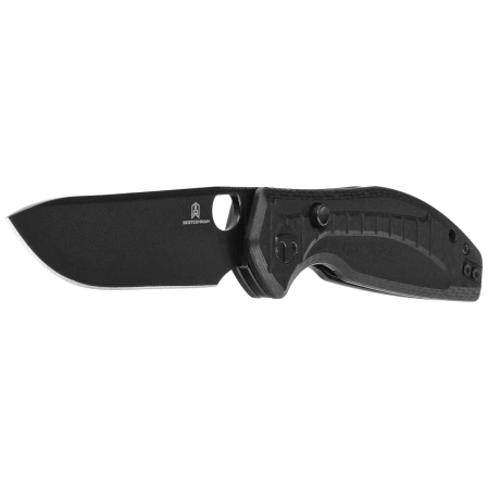 Bestechman Angry Owl Knife Black G10 w/ Carbon Fiber Pattern, Black PVD D2 by Keanu Alfaro (BMK12F-2)