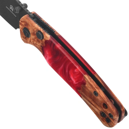 Bestechman Cicada's Wing-TL Knife Red Resin / Wood, Black PVD 10Cr15CoMoV (BMK24-W-1)