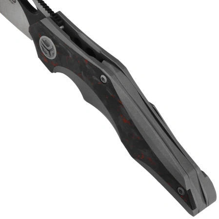 Nóż składany Bestech Nogard Black Titanium/Black Red Marblee Carbon Fiber, Satin/Black Stonewashed M390 by Kombou (BT2105D)