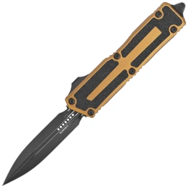 Microtech Scarab II Gen III D/E OTF Knife Tan Aluminum, Black M390MK by Tony Marfione (1280-1TA)