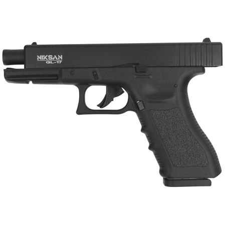 Airgun Set 64: Niksan Defence NKS GL17 Black Blow Back 4.5 mm Air Pistol, 1400 BBs, 10 CO₂ Cartridges, 100 Targets