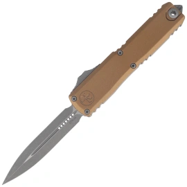 Microtech UTX-70 Gen IV D/E OTF Knife Tan Aluminum, Apocalyptic M390MK by Tony Marfione (11474-10APTA)